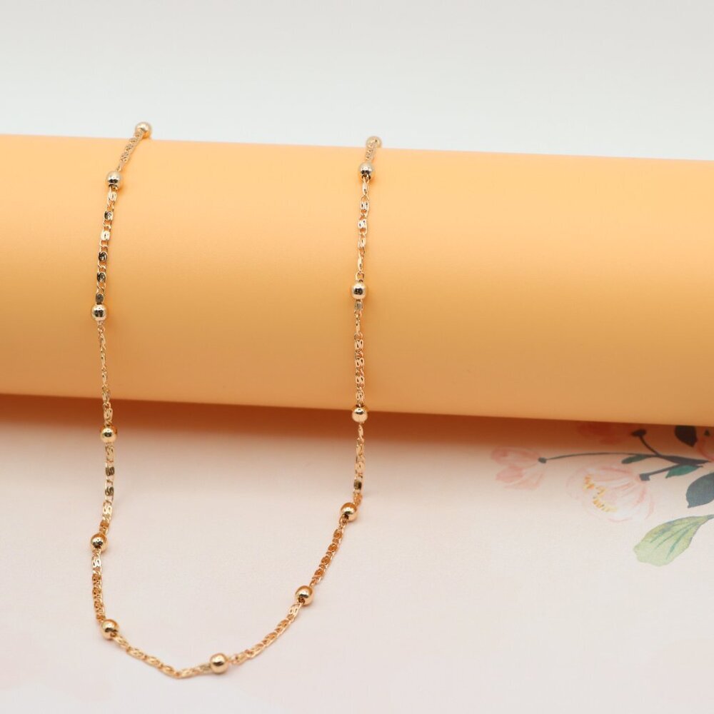 "Rose Gold Beaded Chain Necklace, XPNL0189
